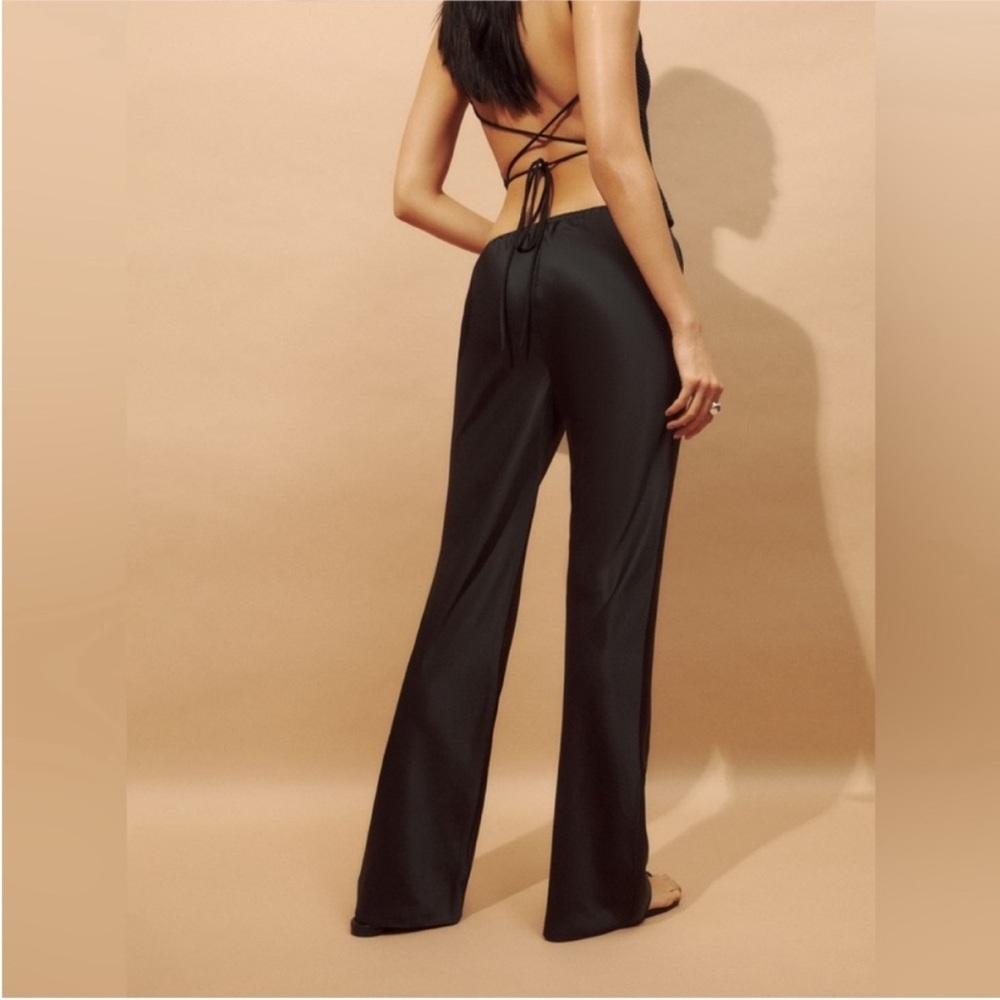 Reformation Black Vida Satin low rise Pants - Picture 2 of 9